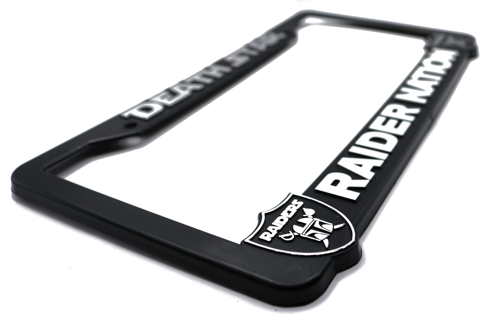 Las Vegas Raiders “Deathstar Raider Nation” License Plate Frame (Chrome)