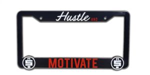 Nipsey Hussle “Hustle and Motivate” License Plate Frame (Red)