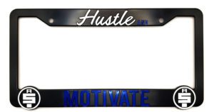 Nipsey Hussle “Hustle and Motivate” License Plate Frame (Blue)