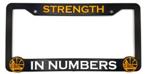 Golden State Warriors Strength in Numbers License Plate Frame (White and Yellow)